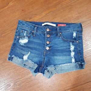Celebrity Pink Dark Blue Ripped Jean Shorts